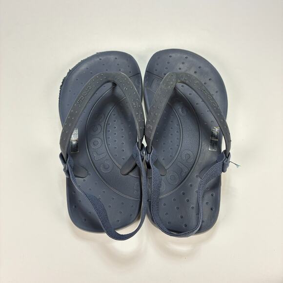 Crocs Chawaii Navy Blue Sling Back Strap Flip Flops Comfort Sandals Youth Sz 13 - Picture 6 of 7